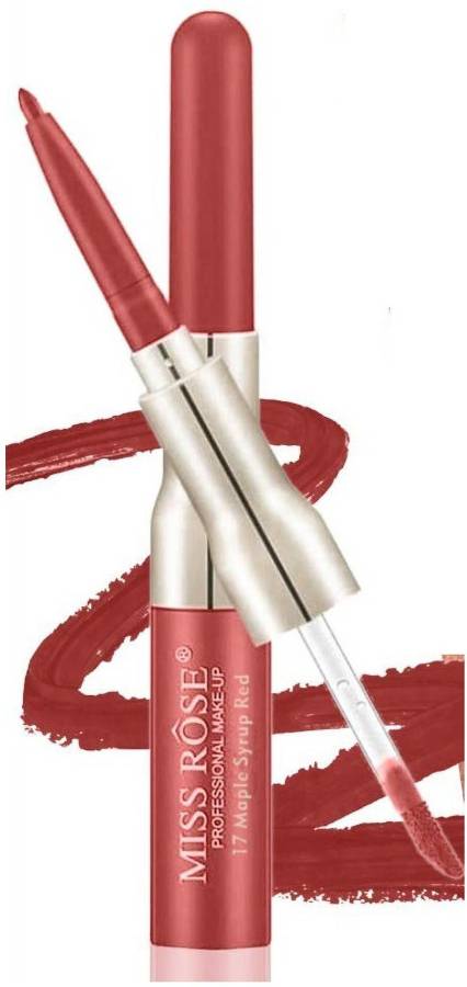 MISS ROSE Lip Liner 2 in 1 LipGloss Shade #17Maple Syrup Red Long Lasting Matte Lip Gloss Price in India