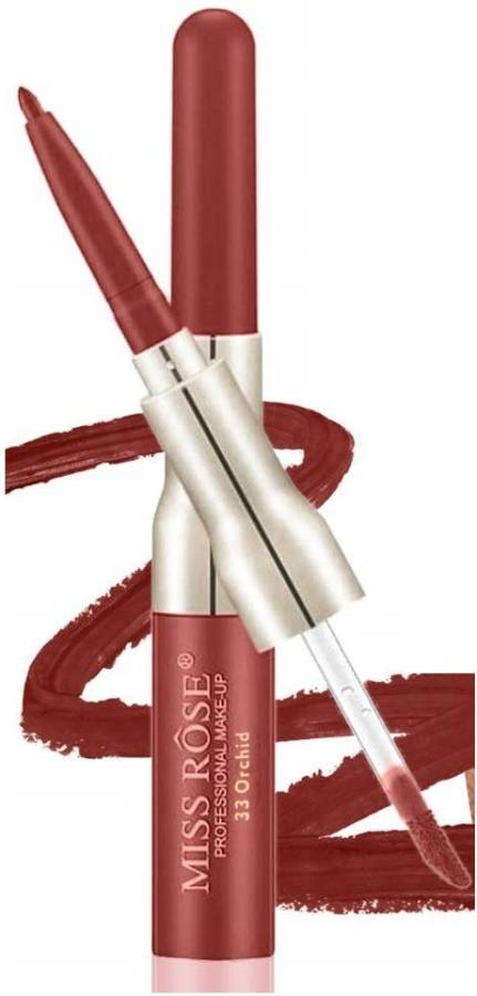 MISS ROSE Lip Liner 2 in 1 LipGloss Shade #33Orchid Long Lasting Matte Lip Gloss Price in India