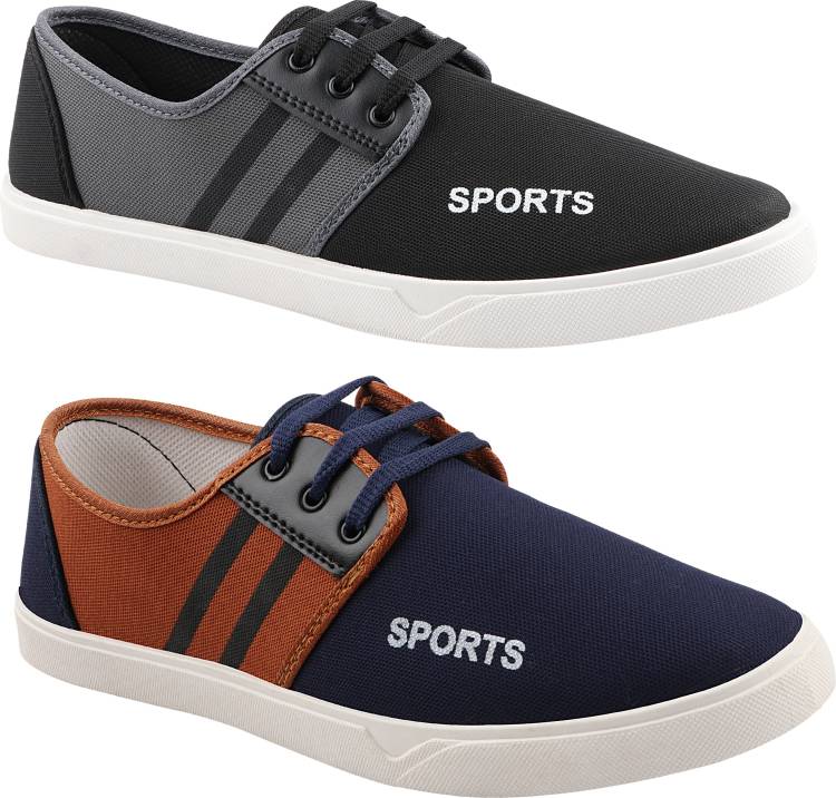 Smart Casuals Canvas Shoes Combo pack of 2 Sneakers For Men