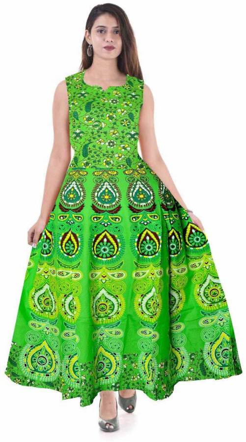 Rangun Women A-line Green Dress Price in India