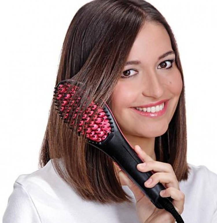 KRITAM New Quality Simply Straight Ceramic Brush with Lcd Display H2P Hair Straightener Brush Price in India