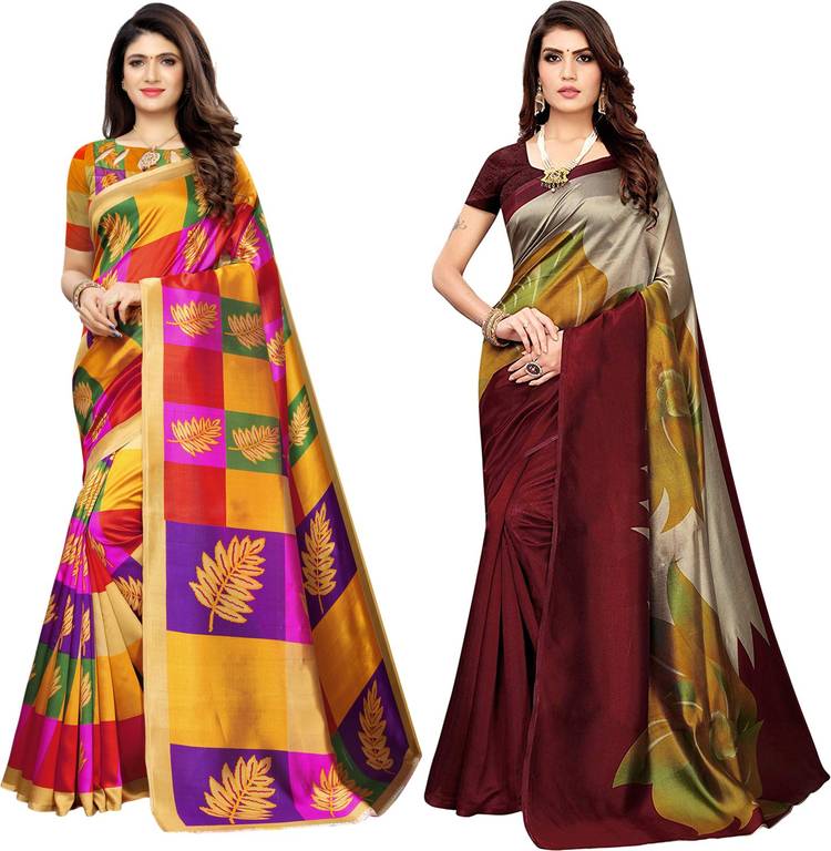 Floral Print Banarasi Cotton Silk Saree