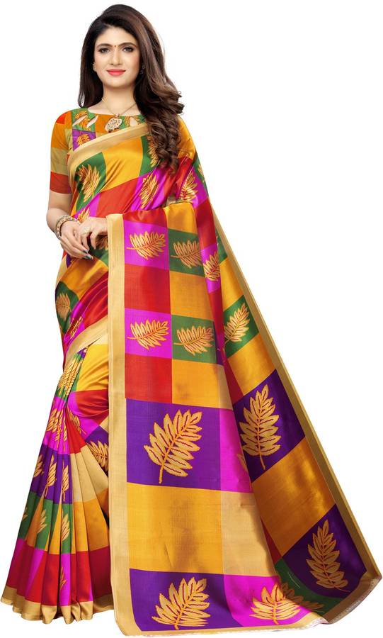 Printed Kanjivaram Poly Silk, Cotton Silk Saree