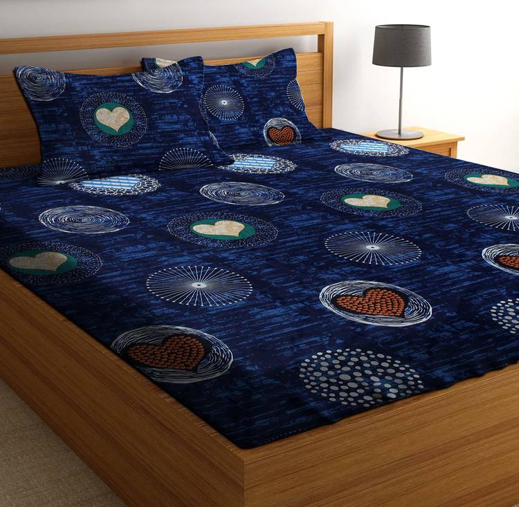 PHOUR HUB 144 TC Microfiber Double Printed Bedsheet