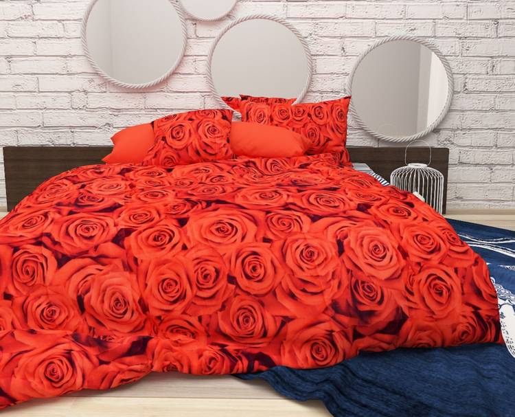 CHHAVI INDIA 160 TC Microfiber Double 3D Printed Bedsheet