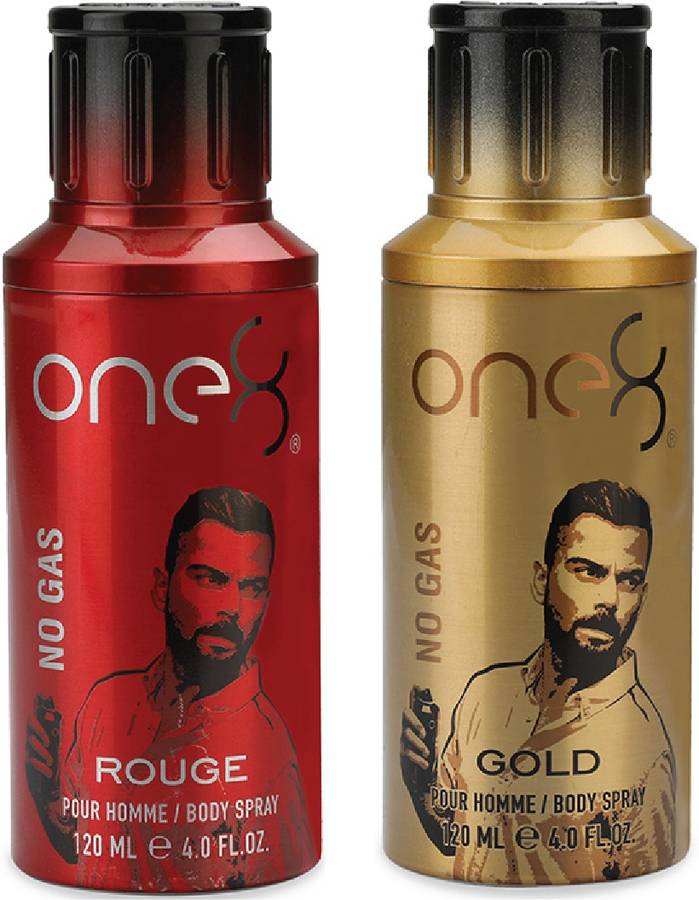 one8 by Virat Kohli No Gas Set of 2 Deos( Rouge + Gold) Perfume Body Spray  -  For Men