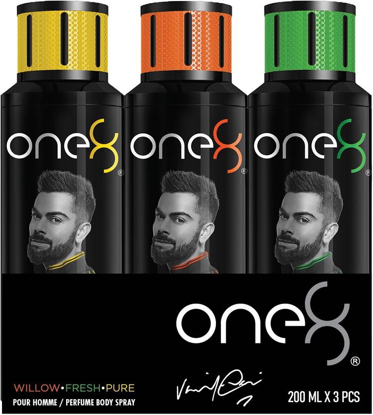 One8 By Virat Kohli Deos( Willow + Fresh + Pure) Perfume Body Spray  -  For Men