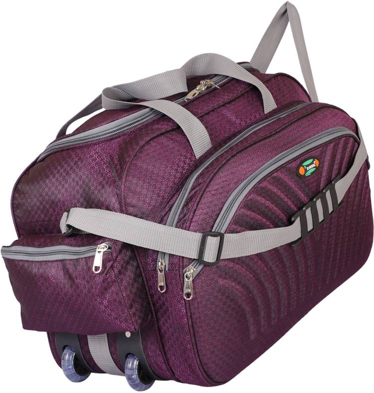 Xyntac (Expandable) Unisex Polyester 45 litre Wine Waterproof Travel Duffel Bag With Roller Wheels Travel Duffel Bag , purple (wine) Duffel Strolley Bag