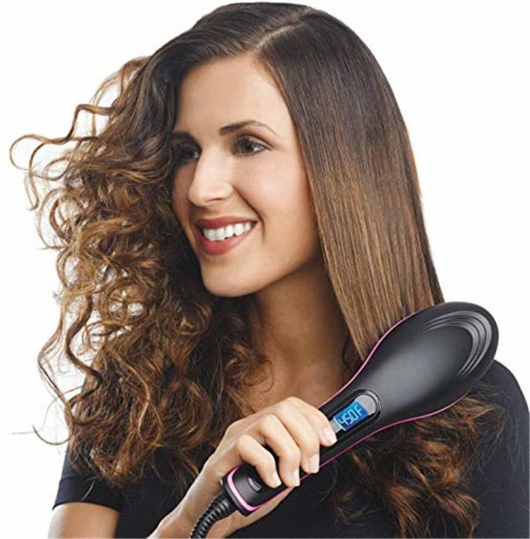 SALUANA Simply Straight Fast Ceramic Brush with LCD Display SIMPLY HAIR STRAIGHTENER Hair Straightener Brush Price in India