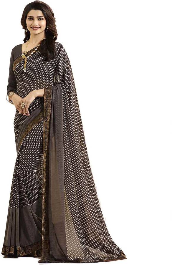 Floral Print Bollywood Georgette Chiffon Blend, Poly Georgette Saree