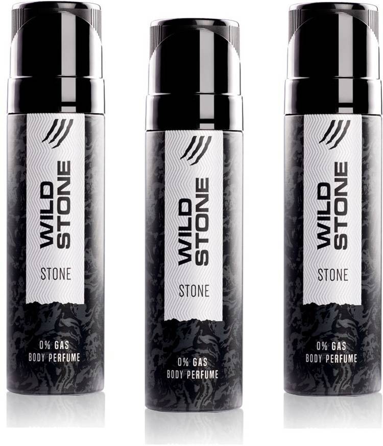 Wild Stone Stone 0% gas Body Perfume (pack of 3x120ml) Deodorant Spray  -  For Men & Women