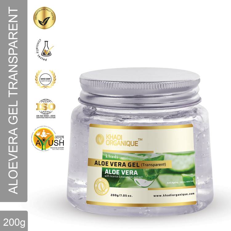 khadi ORGANIQUE Aloe Vera Gel with 100% Pure Aloe From Freshly Cut Aloe Plant ,Not Powder - No Xanthan , So it absorbs rapidly with no sticky residue Price in India