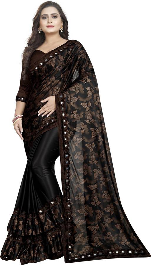Printed, Embellished Bollywood Lycra Blend Saree