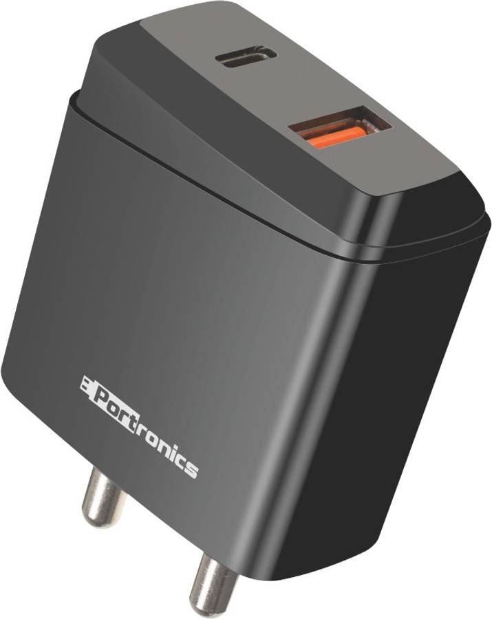 Portronics POR-1022 ADAPTO 22 Travel Adapter With QC + Type-C Output 18 W 3 A Mobile Charger