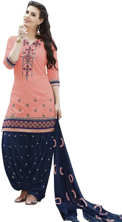 ZUAVI Cotton Blend Embroidered Salwar Suit Material