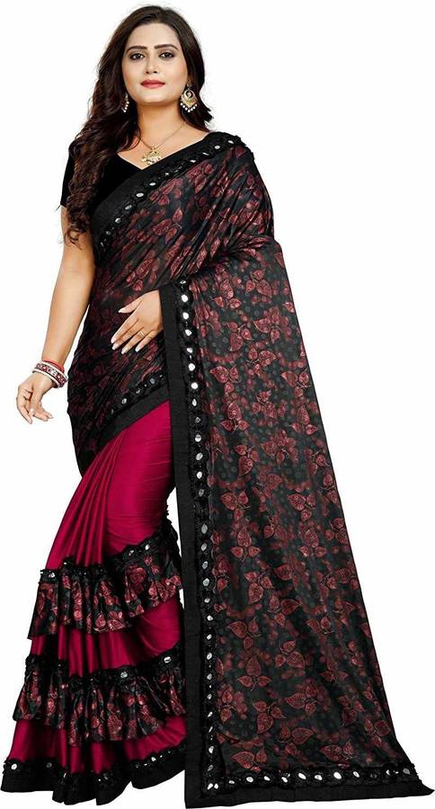 Floral Print Fashion Silk Blend Saree