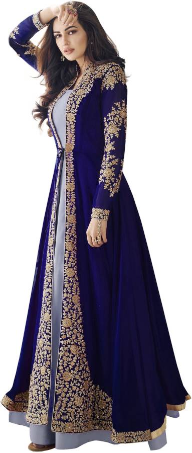 Faux Georgette Embroidered Salwar Suit Material Price in India