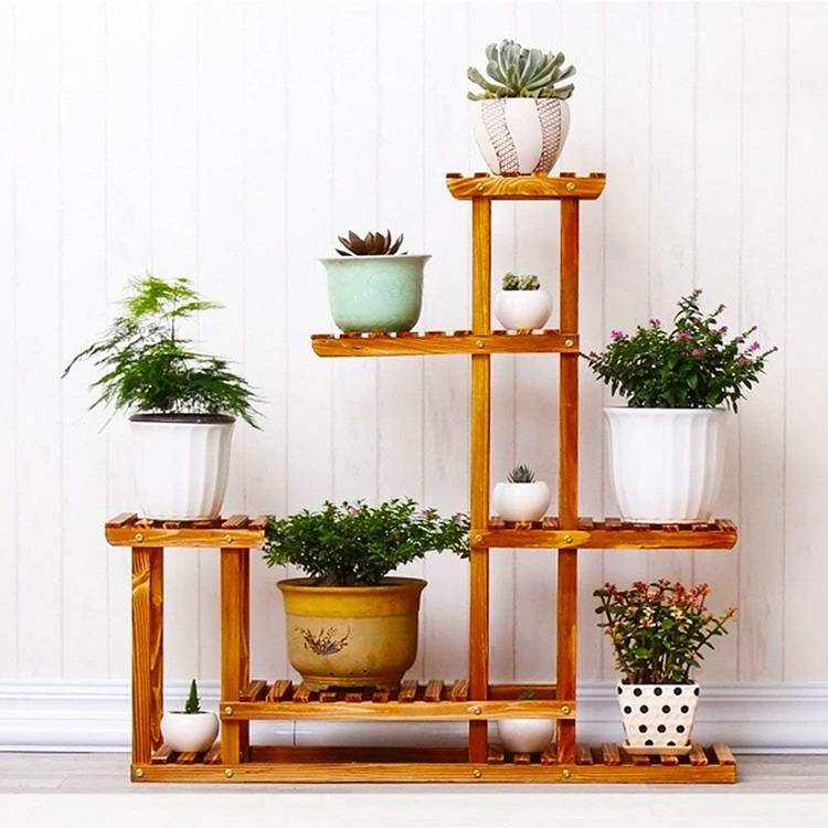 Artesia Plant Stand Rack Indoor & Outdoor, 6 Tier Wood Plant Display Rack with Multi Shelves, Flower Pots Organizer Holder, Multifunctional Storage Rack for Patio Garden Yard Wooden Wall Shelf