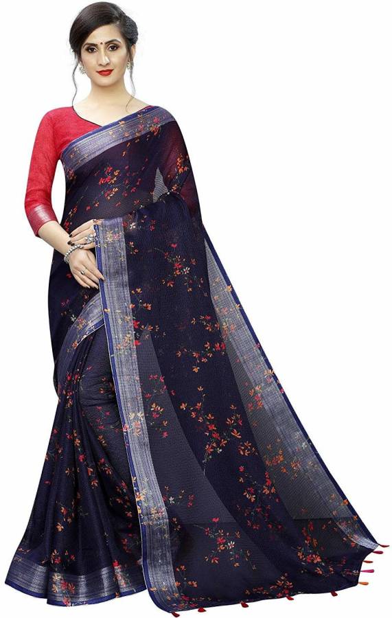 Floral Print Fashion Silk Blend Saree Price in India