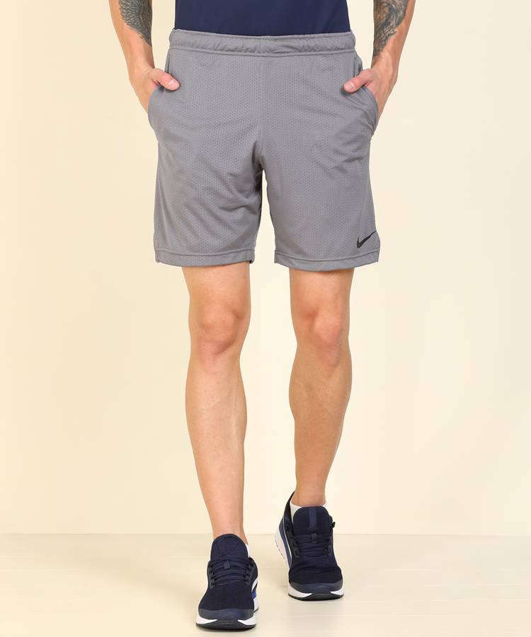 Self Design Men Grey Sports Shorts