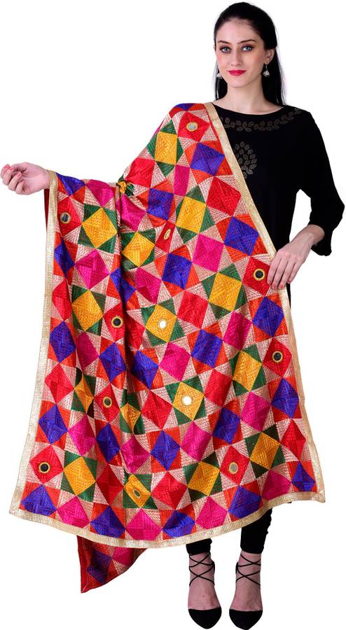 Chiffon Embroidered Multicolor Women Dupatta