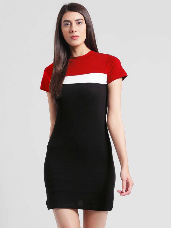 Women Bodycon Red, Black, White Dress