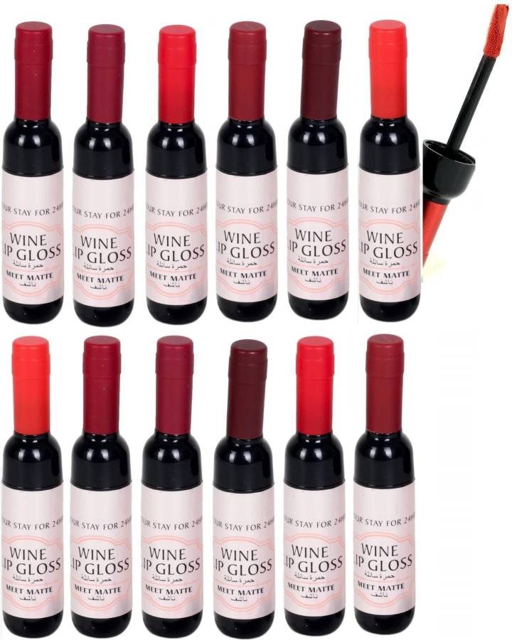 SWIPA Waterproof Wine liquid lip gloss Set of-12A Price in India