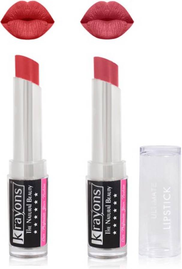 KRAYONS Ultimate Moisturizing Matte lipstick, Waterproof, Long lasting, Combo (Pack of 2) Price in India