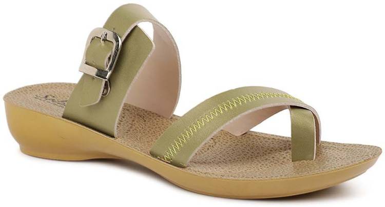 Women PU7411LP Green Flats Sandal Price in India