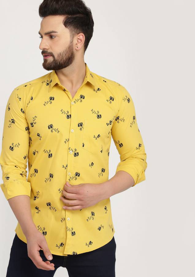 Men Floral Print Casual Spread Shirt