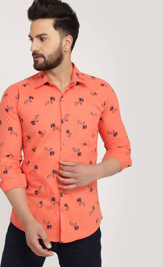 Men Regular Fit Floral Print Spread Collar Casual Shirt