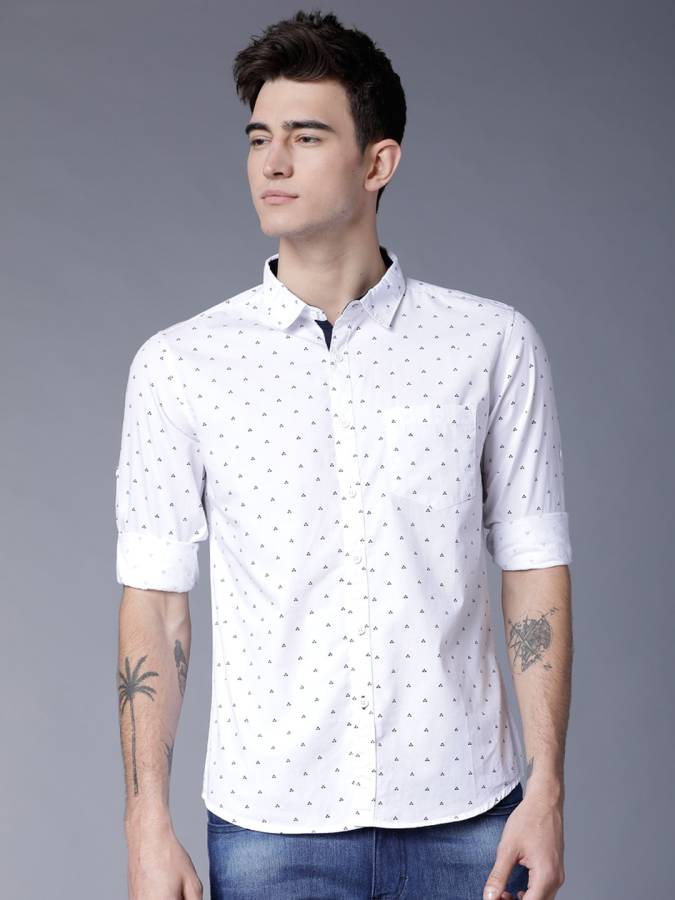 Men Slim Fit Printed Button Down Collar Casual Shirt Price in India