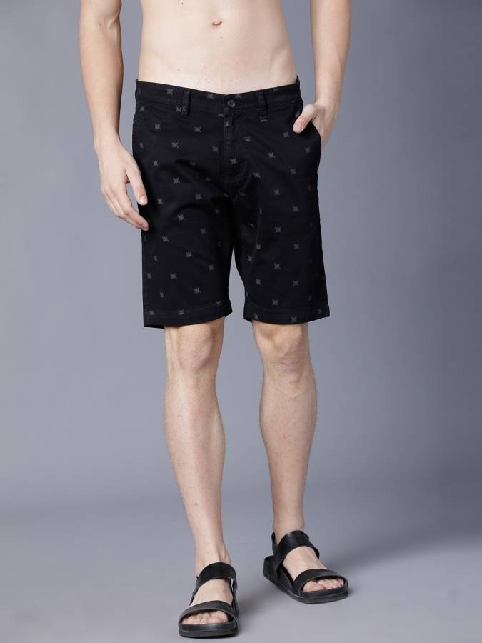 Printed Men Black Chino Shorts Price in India