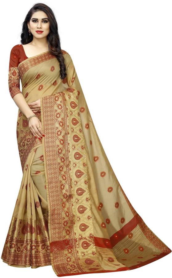 Embroidered Banarasi Art Silk, Cotton Silk Saree