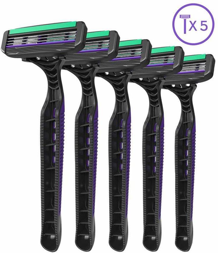 LetsShave Pro 3 Disposable Shaving Razor for Men, Pack of 5 (5-Count) Disposable Razor