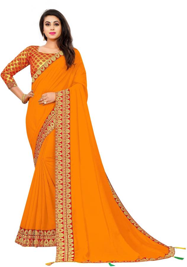 Temple Border, Dyed Bollywood Tussar Silk Saree Price in India