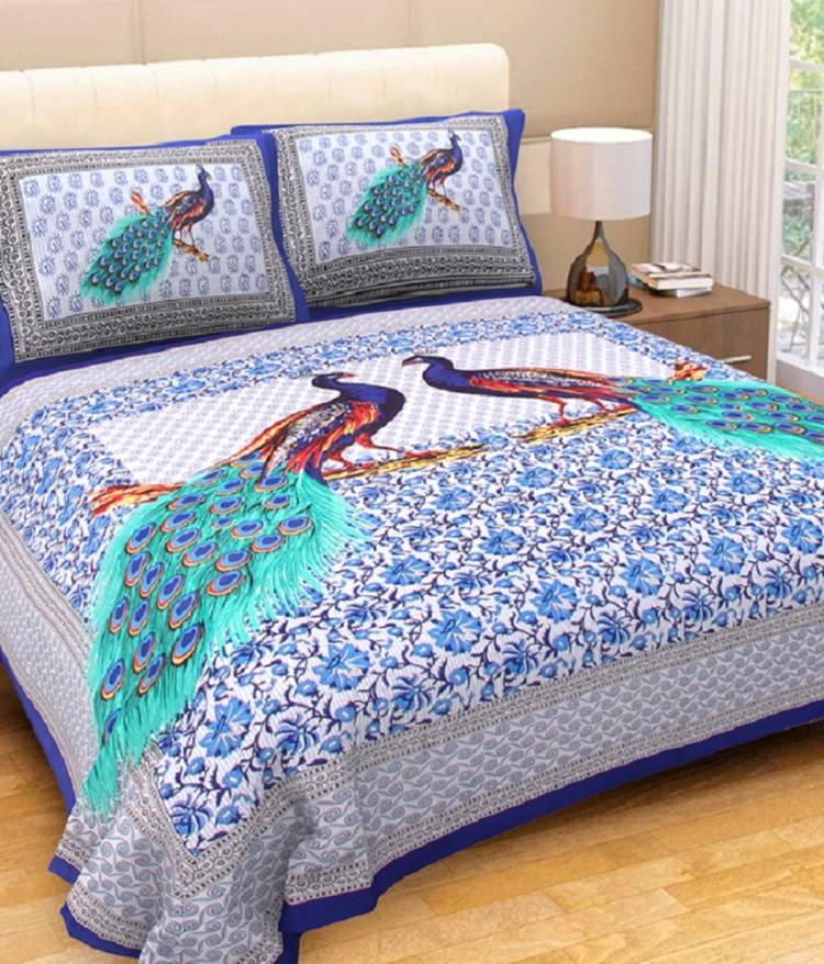 navjeet arts 144 TC Cotton Double Printed Bedsheet