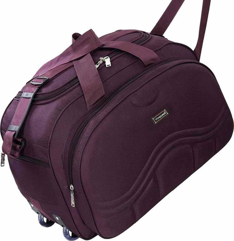 FEDRA (Expandable) Expandable Unisex Lightweight Waterproof Synthetic 50L Purple Travel Duffel Bag Luggage with 2 Roller Wheels for easy carriage (Purple) Travel Duffel Bag