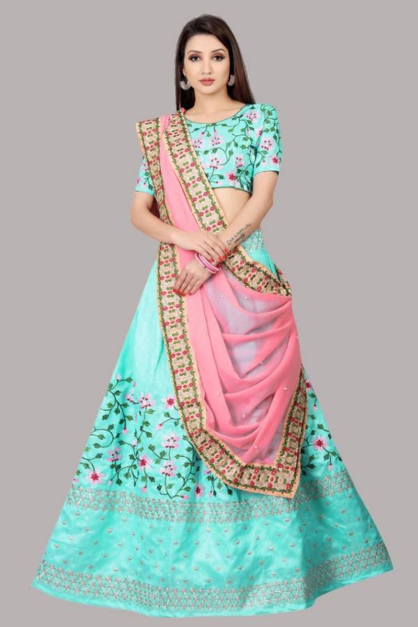 Embroidered Semi Stitched Lehenga Choli Price in India