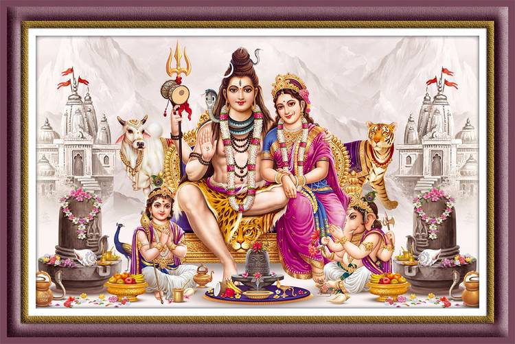 god & god's Shivpariwar Digital Reprint 12 inch x 18 inch Painting