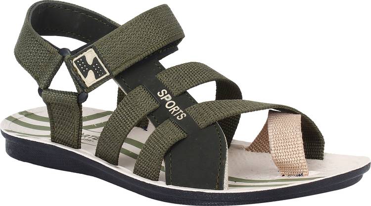 Men Olive Flats Sandal