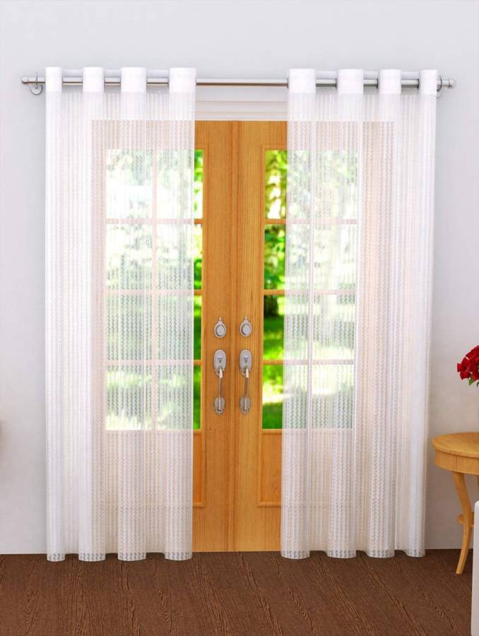 SHUNAG 213 cm (7 ft) Tissue, Net Door Curtain (Pack Of 2)