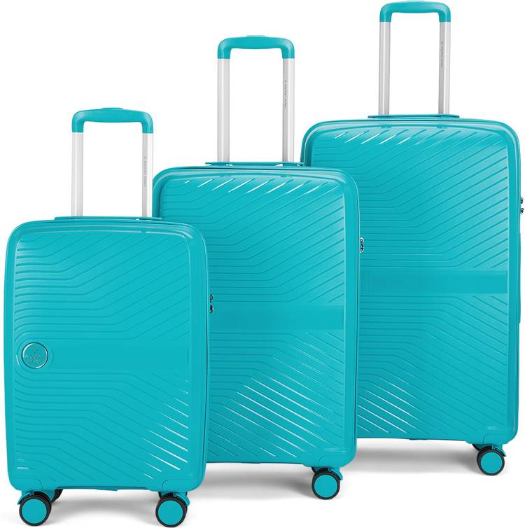 Large Check-in Luggage (75 cm) - Bruges Hard-Sided Polypropylene Luggage Set of 3 Teal Trolley Bags (55, 65 & 75 cm) - Teal