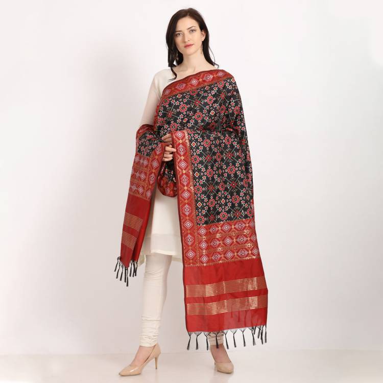 Silk Blend Woven Black Women Dupatta