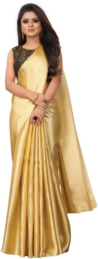 Plain Fashion Poly Satin Saree Price in India