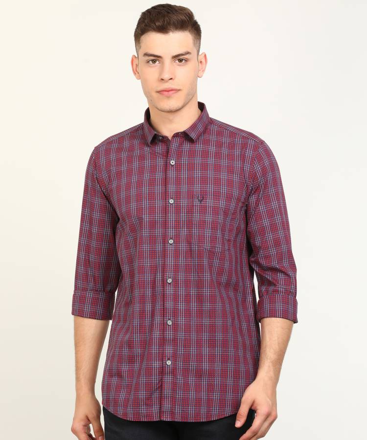 Men Super Slim Fit Checkered Button Down Collar Casual Shirt Price in India