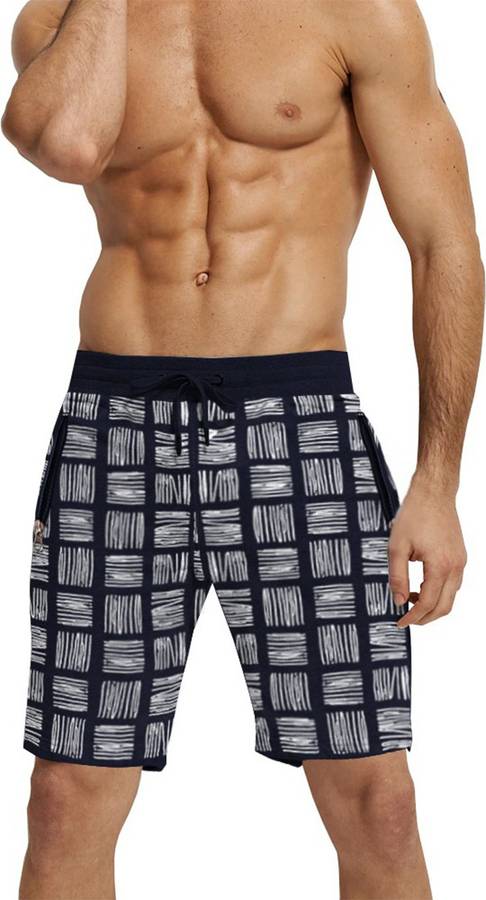 Checkered Men Dark Blue Regular Shorts