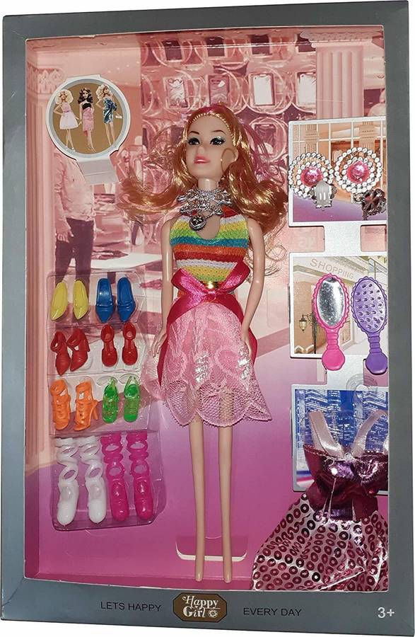 Kmc kidoz Fashion Doll With Shoes & Fashion Accessories Kit (Multicolor)