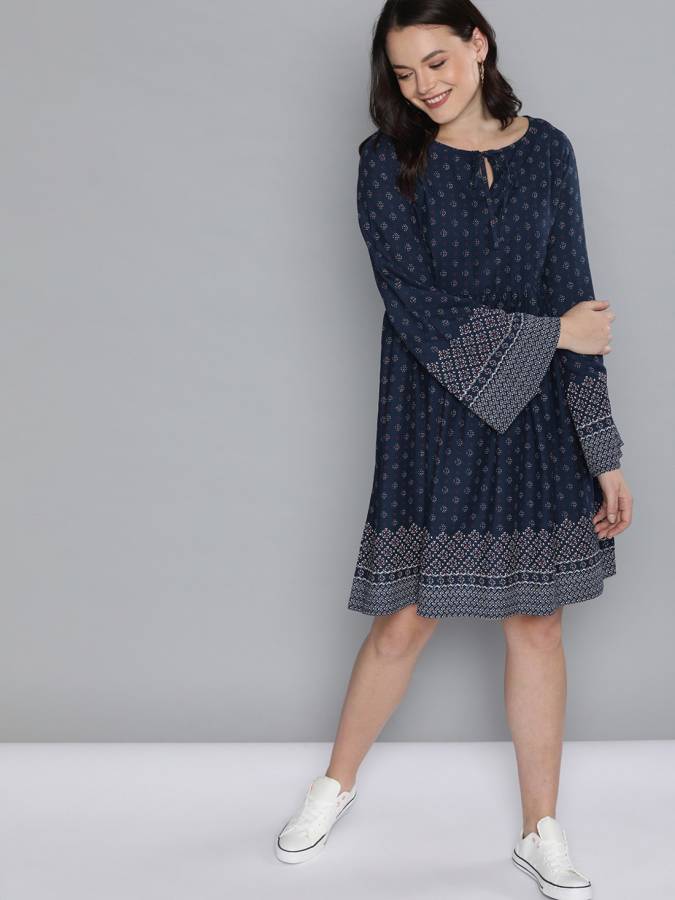 Women A-line Dark Blue Dress Price in India