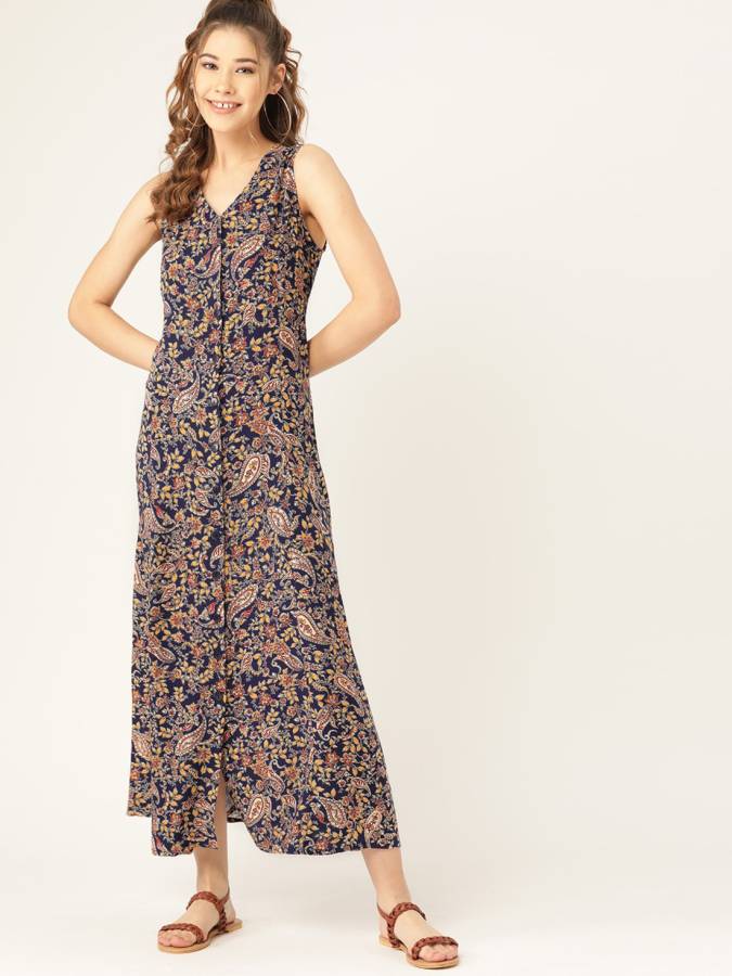 Women Maxi Dark Blue Dress Price in India